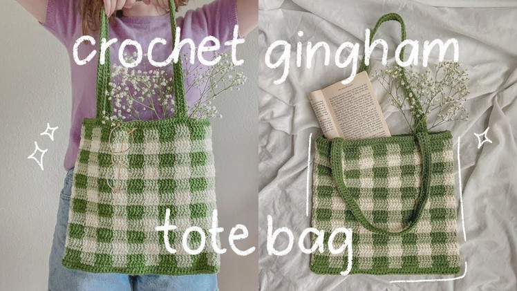 Simple Crochet Gingham Tote Bag | Hayhay Crochet