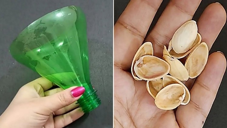 3 Wow Amazing Home decor ideas using Pista shells and Plastic bottle - Best out of waste - DIY Craft