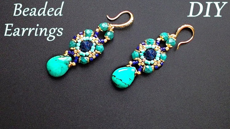 Beaded Earrings with Pendant DIY Jewelry Making Tutorial