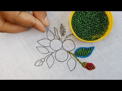 Beads Work: Hand Embroidery Beads Work, Flower Beads Work Tutorial for beginners, Beaded Embroidery
