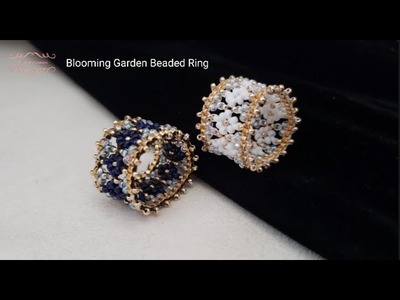 Blooming Garden Beaded Ring. flower beaded ring. Beads Jewelry Making. Beading Tutorials. Handmade.