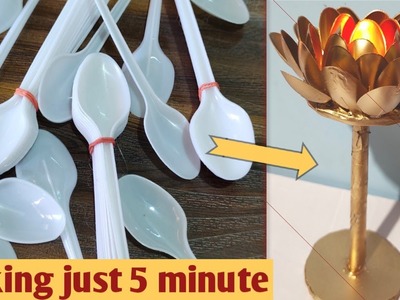 DIY Lotus spoon candle stand |Diwali decorations idea |homemade candle holder |Diwali hack |