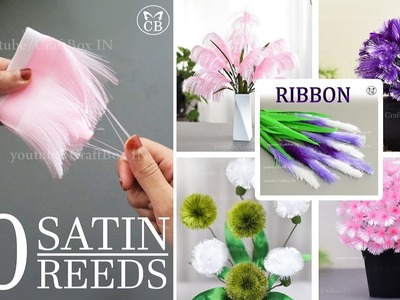 DIY Satin Ribbon reeds flowers | 10 best reeds flowers | ribbon crafts | Ribbon decoration ideas