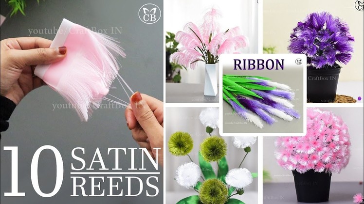 DIY Satin Ribbon reeds flowers | 10 best reeds flowers | ribbon crafts | Ribbon decoration ideas
