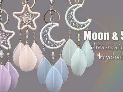 DIY Tutorial ☆ How To Make Moon and Star Dreamcatcher Keychain ?