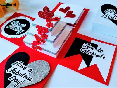 Handmade Cake Explosion Box for Birthday | Beautiful Explosion Box Idea Using Chart Paper | Tutorial