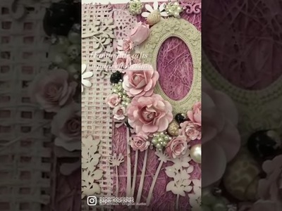 Handmade paper flowers on mixed media frames