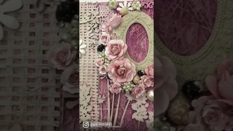 Handmade paper flowers on mixed media frames