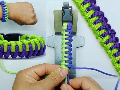 How to Make a "Fish Bone Zipper Bar" Simple Paracord Bracelet - BBKN. paracord bracelet -tutorial