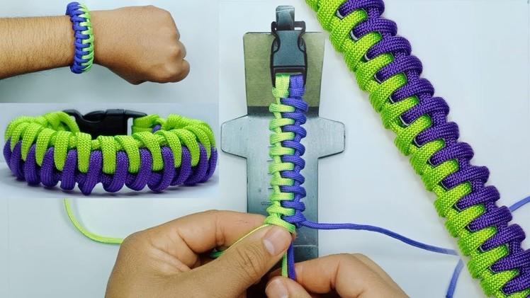 How to Make a "Fish Bone Zipper Bar" Simple Paracord Bracelet - BBKN. paracord bracelet -tutorial