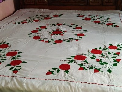 Beautiful bedsheet embroidery design with Patch work by Ayat design maker