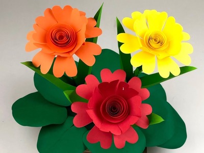 Beautiful Paper Flower Making | Home Decor | Paper Crafts For School | Paper Craft | Paper Flowers