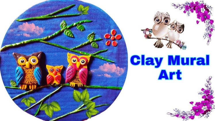 Clay Mural Art.3DCollage.Owl Wall Hanging.Clay Bird.3D Painting.Bird Wall Hanging.3D Clay Art.কোলাজ