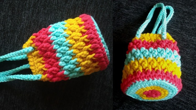 Crochet Mini Bucket Bag #easy #simple  crochet bucket bag, Alpine Stitch, crochet bag