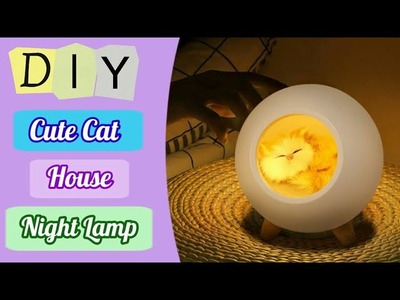 DIY Cute Cat House Night lamp. Handmade Cat house night lamp. Mini Cat House Night lamp.Mini Lamp