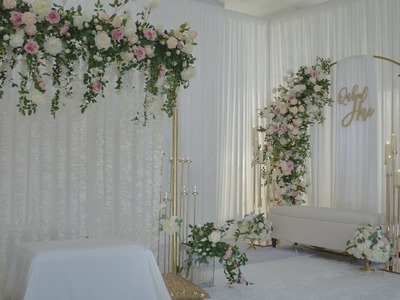 DIY- Nikkah backdrop DIY -Flower curtain  DIY- Nikkah Decor