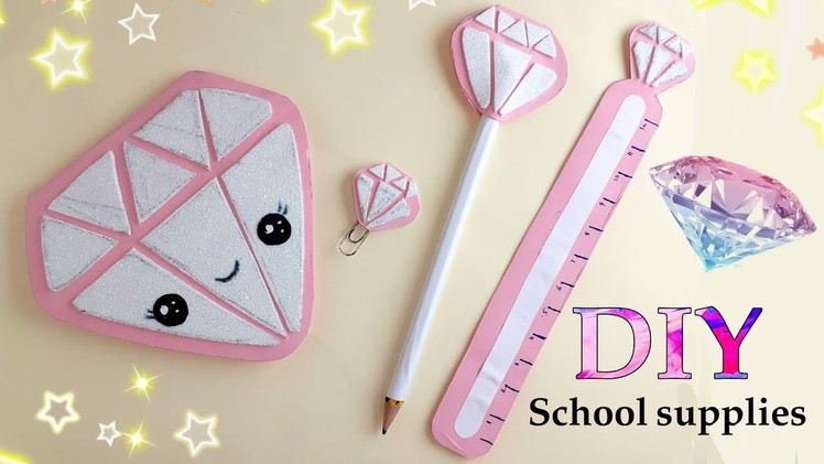 Diy school supplies without glue gun | diy diamond school supplies set | how to make school supplies