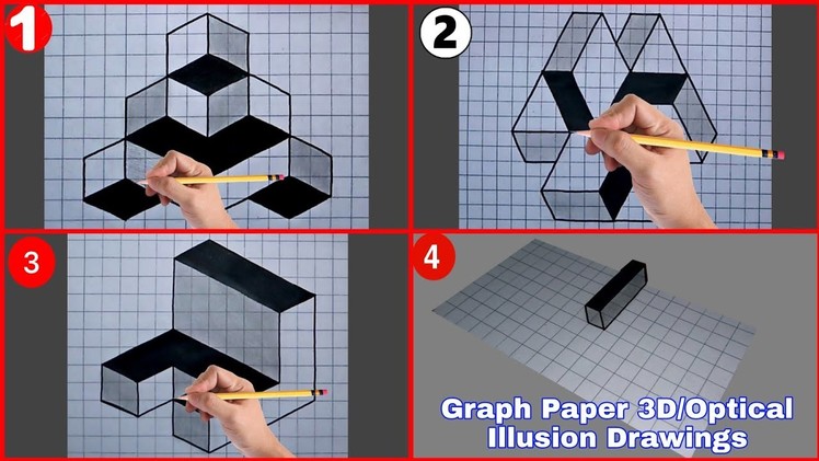 Graph Paper 3D. Optical Illusion Drawings - 3D Drawing. Optical Illusion Drawing || Ashar 2M