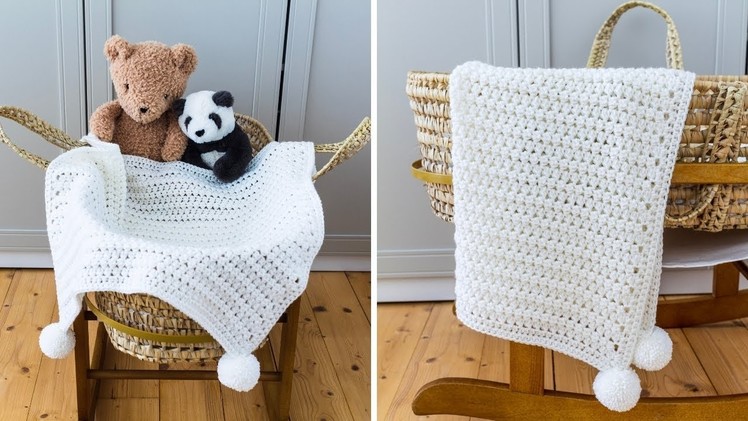How to Crochet an EASY Baby Blanket (A QUICK, 1-Row Repeat for you!)