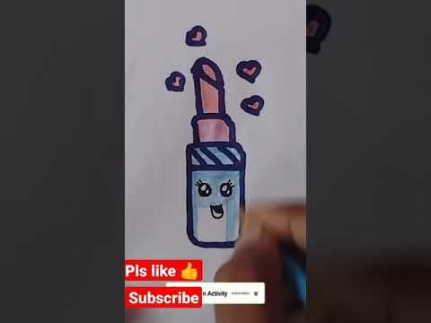 How To Draw A Super Cute Lipstick | Easy Drawings #shorts #drawing #painting #art #xiaolin #kawaii