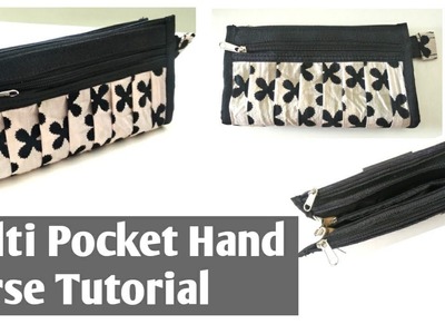 Multi zipper purse sewing tutorial. How to stitch ladies hand purse at home@Hema's Bag Creations