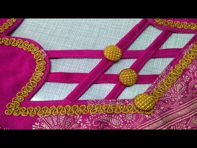 Simple and easy designer blouse back neck design. Latest blouse design. #poojafashioncreation#