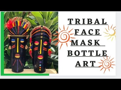 Tribal Face Mask Bottle Art. DIY Bottle Art. DIy Home Decor.Latest video