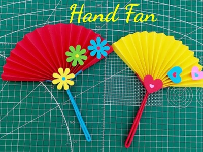 Tutorial how to make a hand fan || hand fan from colour paper DIY