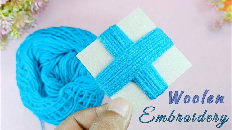Amazing Woolen Flower Craft Ideas with Paper piece - Easy Woolen Flower - Hand Embroidery Trick