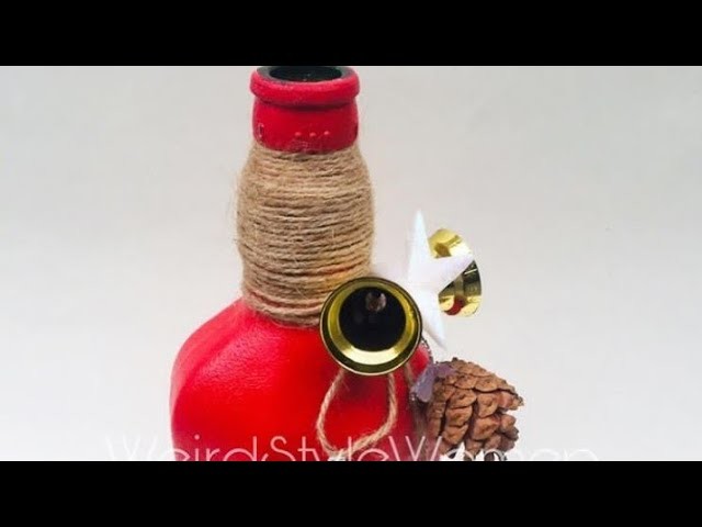 Diy Christmas Bottle Craft  #diychristmasdecor #christmasvibes #bottle art #christmasdecor #bottle#