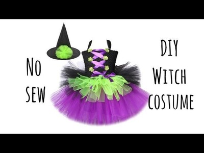 DIY Halloween Costume For Kids| Witch Costume No Sew Tutu Dress Tutorial 2-3 years old girl dress