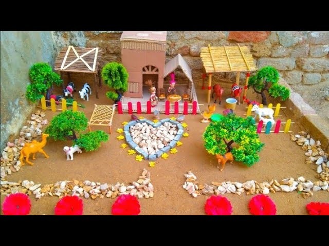 DIY How to make Animals house cow shed mini Village Goat Shed Horse shed cow farm  part 59