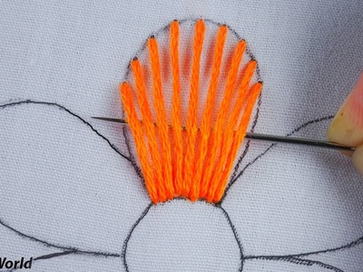 Hand embroidery amazing Queen Anne stitch and buttonhole stitch variation latest flower design