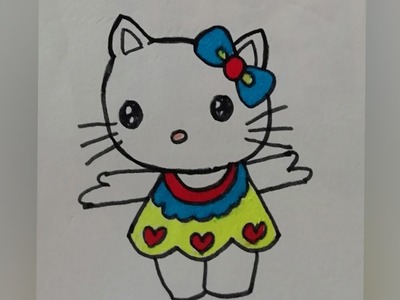 How to draw a hello kitty easy drawing cute kitty drawing #shorts