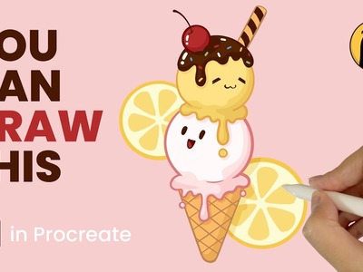 How to Draw Cute Ice Cream in Procreate | Easy Tutorial for Beginners - Draw with Michelle