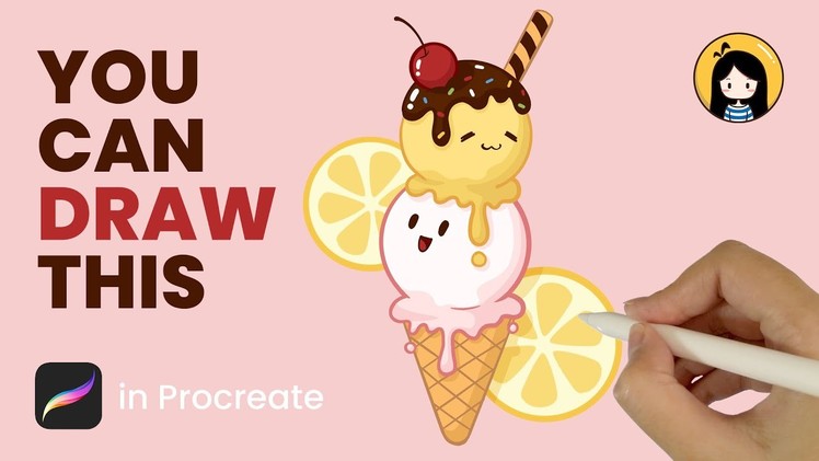 How to Draw Cute Ice Cream in Procreate | Easy Tutorial for Beginners - Draw with Michelle