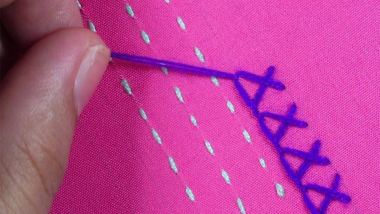 Nakshi katha hand embroidery tutorial for beginners, nakshi katha stitch with border line design