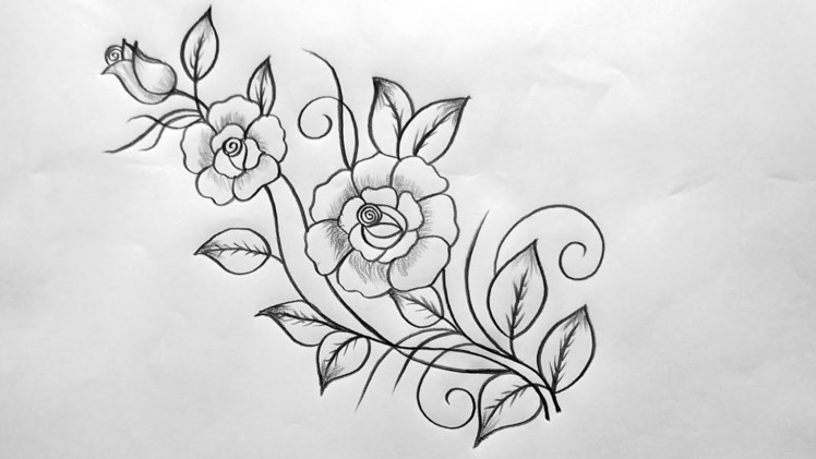 Rose Embroidery Design Idea | Cushion Cover Design | Pillow cover | Flower Design Drawing