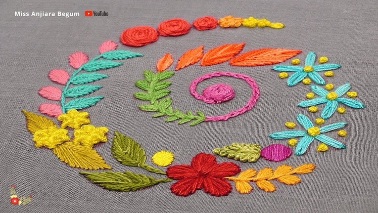 Round hand craft simple, circle hand craft design easy, Free hand embroidery design tutorial-484