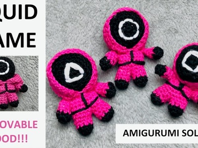 SQUID GAME Soldiers Crochet Amigurumi Minifigures, unique design with removable hood for beginners