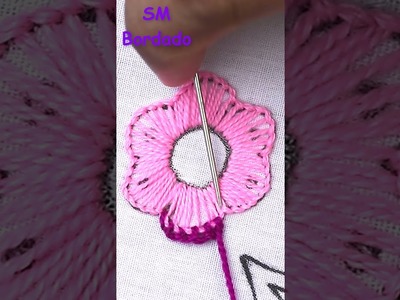 Wow! easy flower embroidery | hand embroidery easy flower design,modern flower embroidery