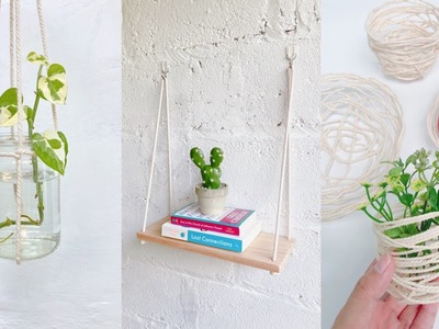 Aesthetic DIY Ideas with Macrame Cord | The Easiest Plant Hanger | Hanging Shelf | Cotton Cord Bowl