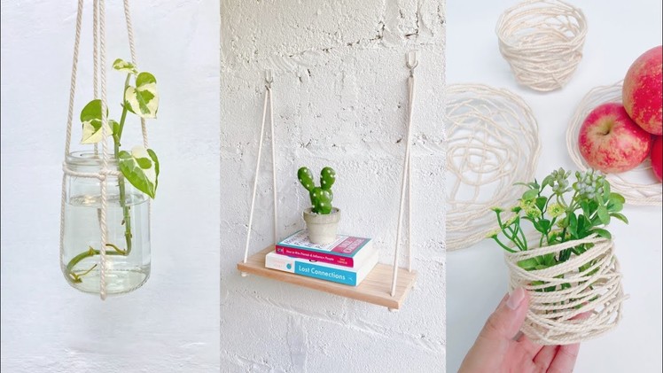 Aesthetic DIY Ideas with Macrame Cord | The Easiest Plant Hanger | Hanging Shelf | Cotton Cord Bowl