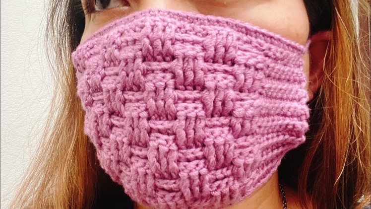 Crochet : Crochet Face Mask Basket Weave Stitch