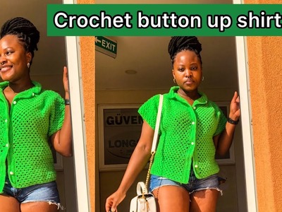 Crochet granny button up shirt tutorial