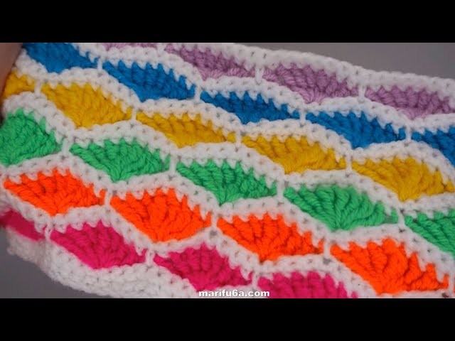 How to crochet shell stitch for blanket simple tutorial by marifu6a