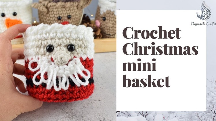 Super easy crochet basket- Crochet Christmas mini basket for beginners