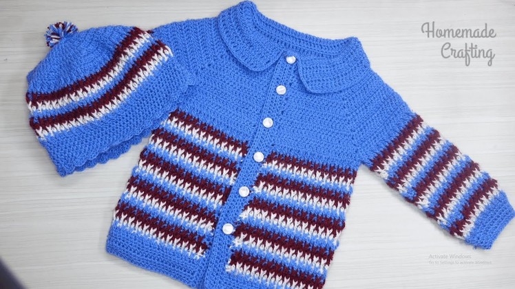 Crochet 2-3 years old baby Cap, Woolen Cap, woolen cardigan sweater Cap