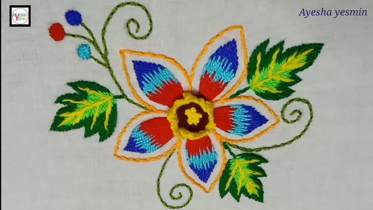 "Hand embroidery : Mesmerizing embroidery. Kanzashi flower embroidery design"
