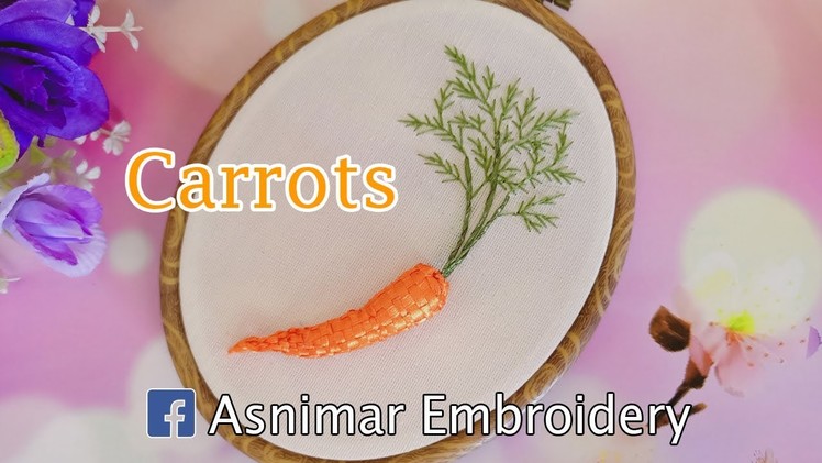 Ribbon Embroidery With Design of Carrots